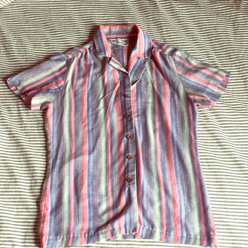 Vintage 1970’s button-up striped blouse